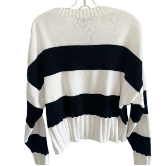 Sanctuary Black/White Stripe New Dream Stripe Sweater Oversized Knit Sz Medium - Picture 4 of 10